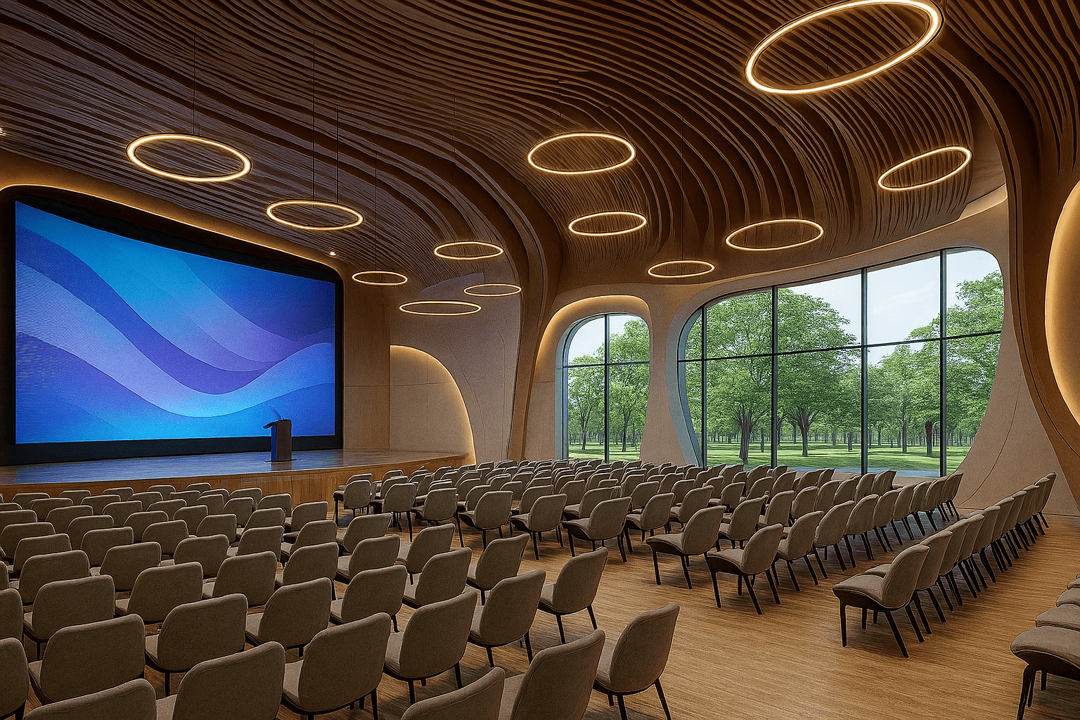 جدیدترین ایده‌های دکوراسیون سالن همایش در سال ۲۰۲۵